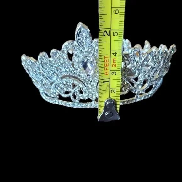 *Wedding tiera crown, silver tone and rhinestones. - Picture 2 of 2